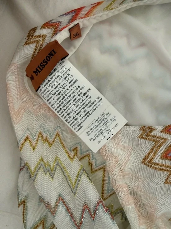 Missoni White Multi Zigzag Halter Plunge One-Piece Swimsuit - Picture 6 of 6